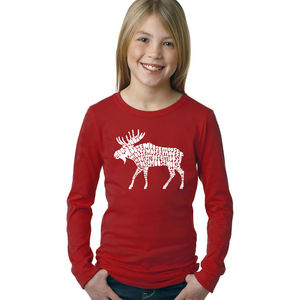 Girl's Word Art Long Sleeve - Moose